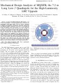 Cover page: Mechanical Design Analysis of MQXFB, the 7.2-m-Long Low- $\beta$ Quadrupole for the High-Luminosity LHC Upgrade