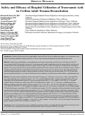 Cover page: Safety and Efficacy of Hospital Utilization of Tranexamic Acid in Civilian Adult Trauma Resuscitation