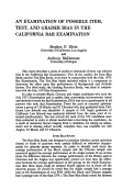 Cover page: An Examination of Possible Item, Test, and Grader Bias in the California Bar Examination