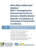 Cover page: What Affects Millennials’ Mobility? Part I: Investigating the Environmental Concerns, Lifestyles, Mobility-Related Attitudes and Adoption of Technology of Young Adults in California