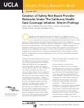 Cover page: Creation of safety-net-based provider networks under the California Health Care Coverage Initiative: interim findings.