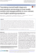 Cover page: Translating mental health diagnostic and symptom terminology to train health workers and engage patients in cross-cultural, non-English speaking populations