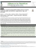 Cover page: Perspective: Council for Responsible Nutrition Science in Session. Optimizing Health with Nutrition-Opportunities, Gaps, and the Future.