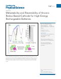 Cover page: Metastability and Reversibility of Anionic Redox-Based Cathode for High-Energy Rechargeable Batteries
