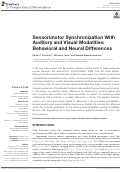 Cover page: Sensorimotor Synchronization With Auditory and Visual Modalities: Behavioral and Neural Differences.