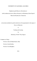 Cover page: Emphasizing the educator in paraeducator : an ecocultural and activity theory perspective on elementary school special education paraeducators' instruction