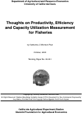 Cover page: Thoughts on Productivity, Efficiency and Capacity Utilization Measurement for Fisheries