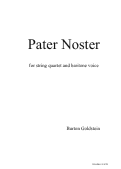 Cover page of Pater Noster, for baritone voice and string quartet