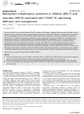 Cover page: Multisystem inflammatory syndrome in children (MIS-C) and neonates (MIS-N) associated with COVID-19: optimizing definition and management