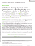 Cover page: Global Cardio Oncology Registry (G-COR): Registry Design, Primary Objectives, and Future Perspectives of a Multicenter Global Initiative.