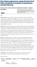 Cover page: Role of dietary polyamines in a phase III clinical trial of DFMO and sulindac for prevention of metachronous colorectal adenomas.