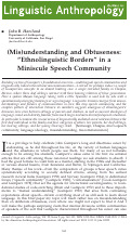 Cover page: (Mis)understanding and Obtuseness: “Ethnolinguistic Borders” in a Miniscule Speech Community