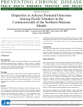 Cover page: Disparities in Adverse Perinatal Outcomes Among Pacific Islanders in the Commonwealth of the Northern Mariana Islands