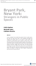 Cover page: Bryant Park, New York: Strangers in Public Spaces
