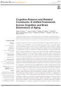 Cover page: Cognitive Reserve and Related Constructs: A Unified Framework Across Cognitive and Brain Dimensions of Aging