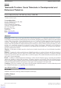 Cover page: Telehealth Frontiers: Social Telerobots in Developmental and Behavioral Pediatrics