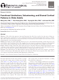 Cover page: Functional Limitations, Volunteering, and Diurnal Cortisol Patterns in Older Adults