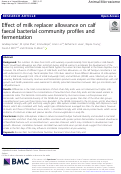 Cover page: Effect of milk replacer allowance on calf faecal bacterial community profiles and fermentation