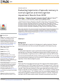 Cover page: Evaluating trajectories of episodic memory in normal cognition and mild cognitive impairment: Results from ADNI