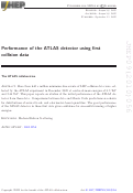Cover page: Performance of the ATLAS detector using first collision data