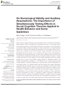 Cover page: On Nomological Validity and Auxiliary Assumptions: The Importance of Simultaneously Testing Effects in Social Cognitive Theories Applied to Health Behavior and Some Guidelines