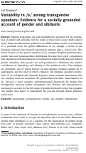 Cover page: Variability in /s/ among transgender speakers: Evidence for a socially grounded account of gender and sibilants