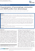 Cover page: Characterization of bacteriophage communities and CRISPR profiles from dental plaque.