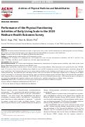 Cover page: Performance of the Physical Functioning Activities of Daily Living Scale in the 2020 Medicare Health Outcomes Survey