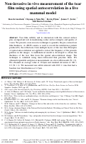 Cover page: Non-invasive in vivo measurement of the tear film using spatial autocorrelation in a live mammal model