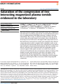 Cover page: Saturation of the compression of two interacting magnetized plasma toroids evidenced in the laboratory.