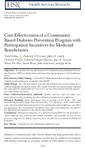 Cover page: Cost-Effectiveness of a Community-Based Diabetes Prevention Program with Participation Incentives for Medicaid Beneficiaries.