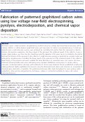 Cover page: Fabrication of patterned graphitized carbon wires using low voltage near-field electrospinning, pyrolysis, electrodeposition, and chemical vapor deposition.