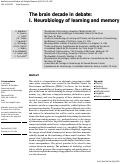Cover page: The brain decade in debate: I. Neurobiology of learning and memory