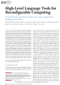 Cover page: High-Level Language Tools for Reconfigurable Computing