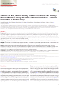 Cover page: "When I Eat Well, I Will Be Healthy, and the Child Will Also Be Healthy": Maternal Nutrition among HIV-Infected Women Enrolled in a Livelihood Intervention in Western Kenya.