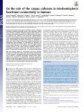 Cover page: On the role of the corpus callosum in interhemispheric functional connectivity in humans