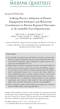 Cover page: Linking Practice Adoption of Patient Engagement Strategies and Relational Coordination to Patient-Reported Outcomes in Accountable Care Organizations.