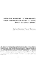 Cover page: Old racisms, New masks: On the Continuing Discontinuities of Racism and the Erasure of Race in European Contexts