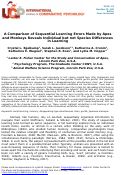 Cover page: A Comparison of Sequential Learning Errors Made by Apes and Monkeys Reveals Individual but not Species Differences in Learning