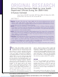 Cover page: School Closure Decisions Made by Local Health Department Officials During the 2009 H1N1 Influenza Outbreak