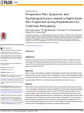 Cover page: Preoperative Pain, Symptoms, and Psychological Factors related to Higher Acute Pain Trajectories during Hospitalization for Total Knee Arthroplasty