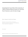 Cover page of Evaluating the Future Role of the University of California Natural Reserve System for Sensitive Plant Protection under Climate Change