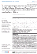 Cover page: Receiver operating characteristic curve analysis of the Child Behavior Checklist and Teacher’s Report Form for assessing autism spectrum disorder in preschool-aged children