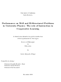 Cover page: Performance on Well and Ill-Structured Problems in University Physics: The role of Instruction in Cooperative Learning