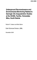 Cover page: Underground reconnaissance and environmental monitoring related to geologic CO2 sequestration studies at the DUSEL Facility, Homestake Mine, South Dakota