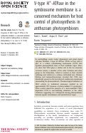 Cover page: V-type H+-ATPase in the symbiosome membrane is a conserved mechanism for host control of photosynthesis in anthozoan photosymbioses