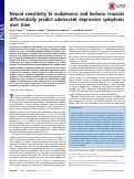 Cover page: Neural sensitivity to eudaimonic and hedonic rewards differentially predict adolescent depressive symptoms over time