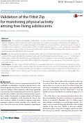 Cover page: Validation of the Fitbit Zip for monitoring physical activity among free-living adolescents