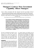 Cover page: Managers' Context: How Government Capability Affects Managers