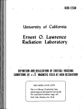 Cover page: DEFINITION AND REALIZATION OF CRITICAL FOCUSING CONDITIONS OF n 2 MAGNETIC FIELD AT HIGH RESOLUTION